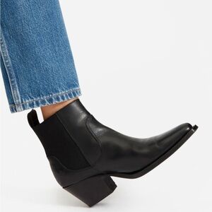 Everlane black leather western boot
